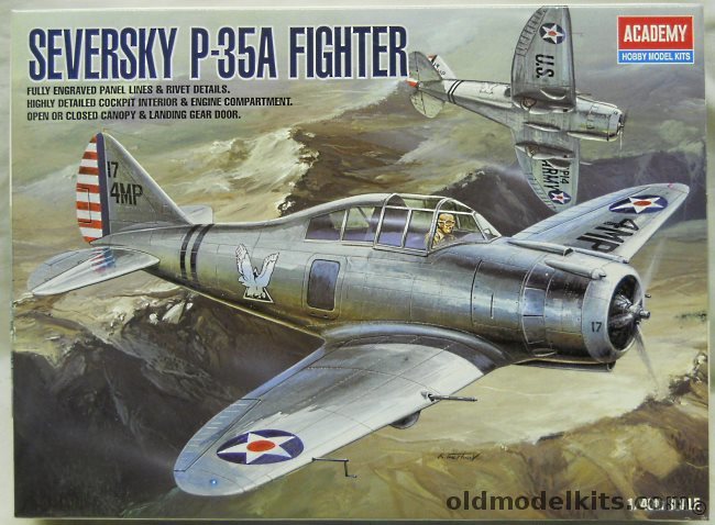 Academy 1/48 Seversky P-35A Fighter - USAAF Lt. Buzz Wagner 17th PS Nichols Field Early 1941 / Royal Swedish Air Force 1940, 2180 plastic model kit